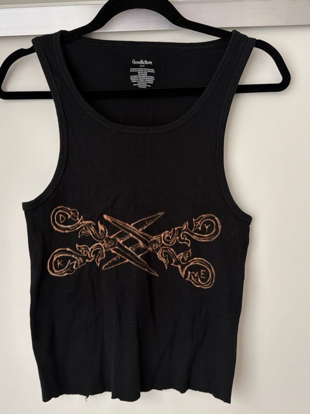 Goodfellow & Co Black Ribbed Tank with Copper Embroidery